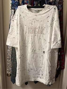 RICH Graphic Short Sleeve Tee — White with Black Splatter
